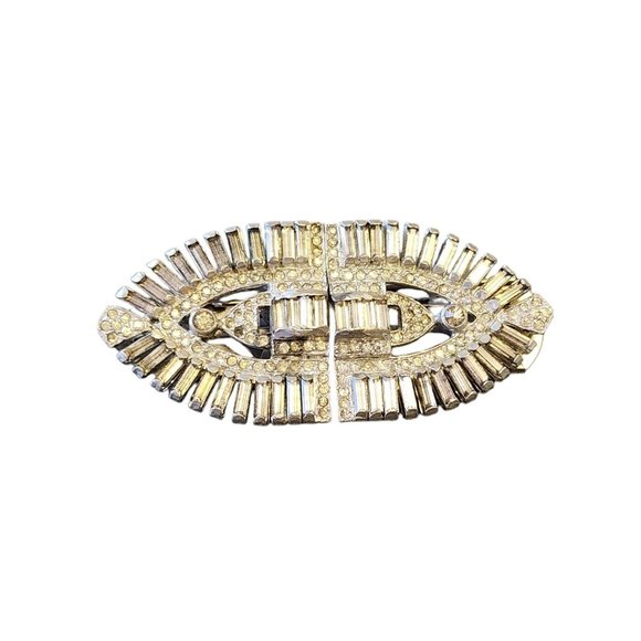 Antique Jewelry - Antique Early Paste Duette/Dress Clip Brooch (A2940)